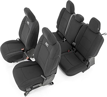 Rough Country Neoprene Seat Covers for Jeep Gladiator JT (2020-2025) w/Factory Cloth Seats & No Cup Holder - Waterproof, UV-Resistant, Foam-Padded Front & Rear Covers